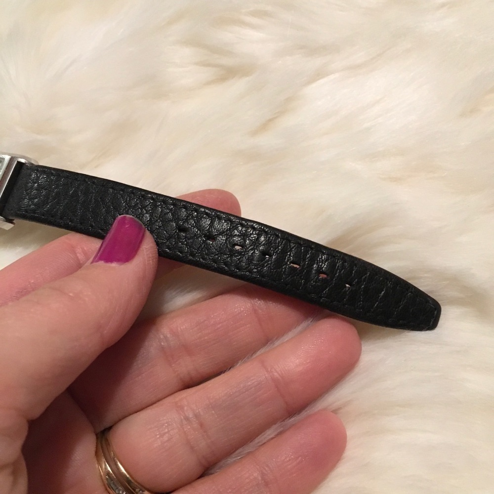 Vintage Authentic TIFFANY & CO Black Leather WATCH Rectangle Roman Numeral - Picture 9 of 15